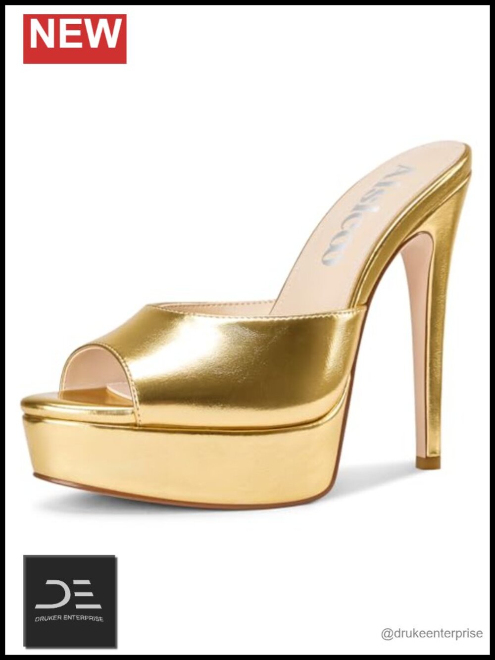 5.3 Inch Stiletto Platform Peep Toe Heeled Sandals Slip-On Mules Prom Party